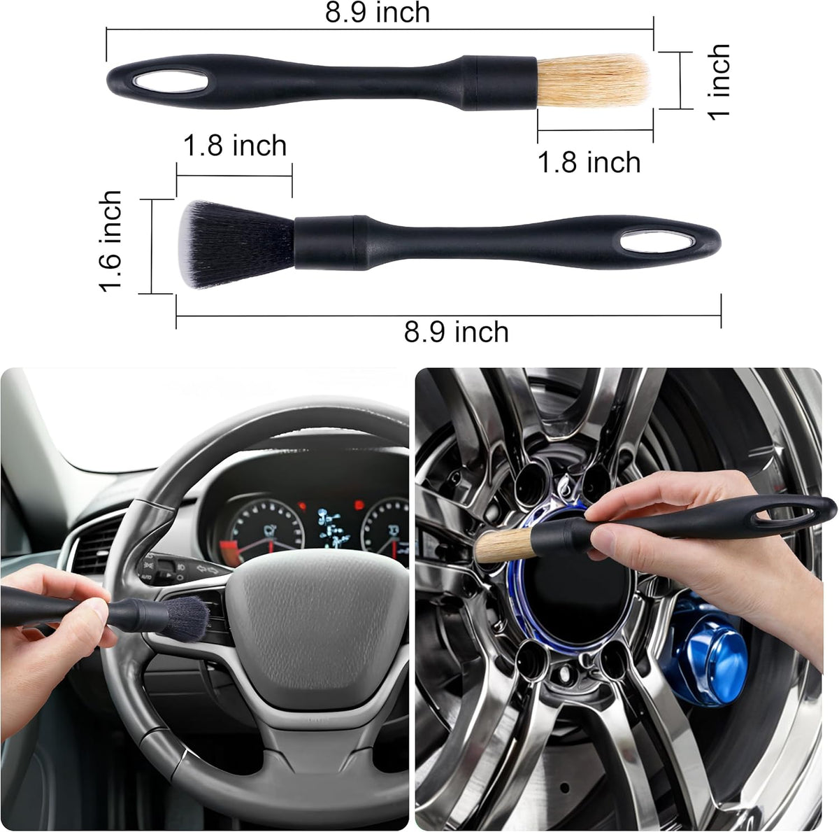 BABYSHEEP Car Tire Shine Applicator,Large Vegan Tire Shine Brush - Automotive Tire Dressing Applicator Brush with Storage Stand for Tire Detailing & Car Wash Kit, Black, 3.6 Inch Length (Black)