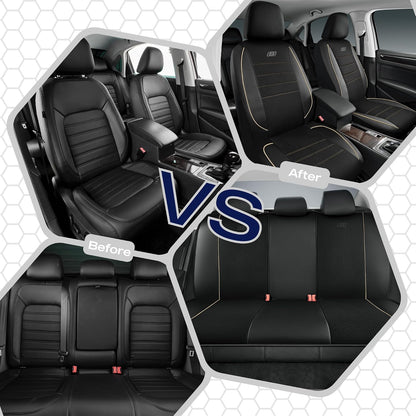 Skechers Air-Cooled Memory Foam Seat Covers,Mesh Thick Car Seat Covers,Piping Leather Car Seat Covers Front Seats,Airbag Compatible,Automotive Comfort Universal FitMost Cars,Vans,Truck,SUV,Black