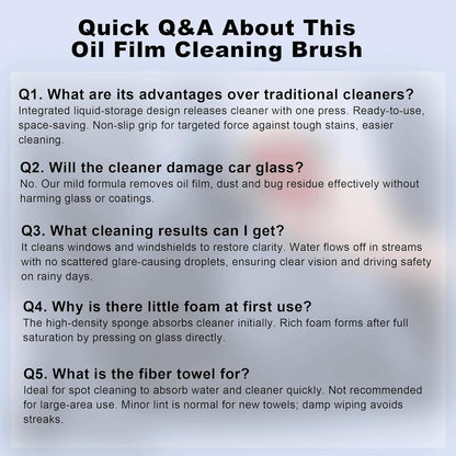 Automotive Oil Film Cleaning Brush for Car Windows Clear Vision Glass Cleaner Removes Oil Film for Crystal Clarity and Anti-Fog, Windshield Oil Film Remover Comes with Microfiber Towel for Car (Red)