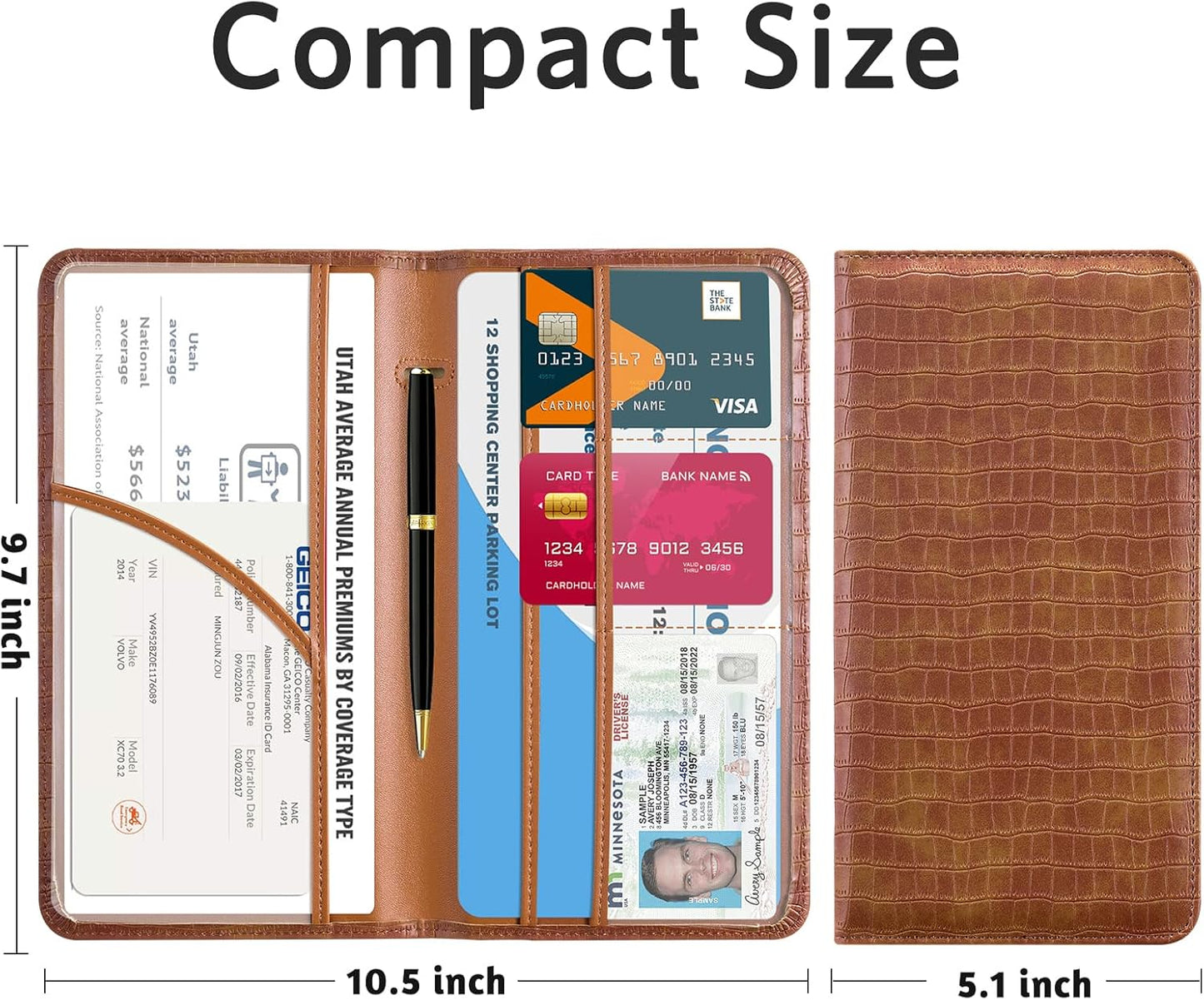 CoBak Car Registration and Insurance Holder - Vehicle Glove Box Car Organizer,Auto Truck Comparment Accessories Case with Magnetic Closure for Driver License,Cards - Colors B
