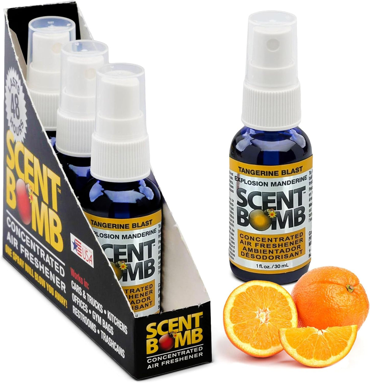 Scent Bomb Air Freshener Spray, Long-Lasting Odor Eliminator - Effective Deodorizer for Home & Car, Fresh Room Spray for Kitchen, Bathroom & Smell Neutralizer - 1 oz Pack of 4, Black Cherry Scent