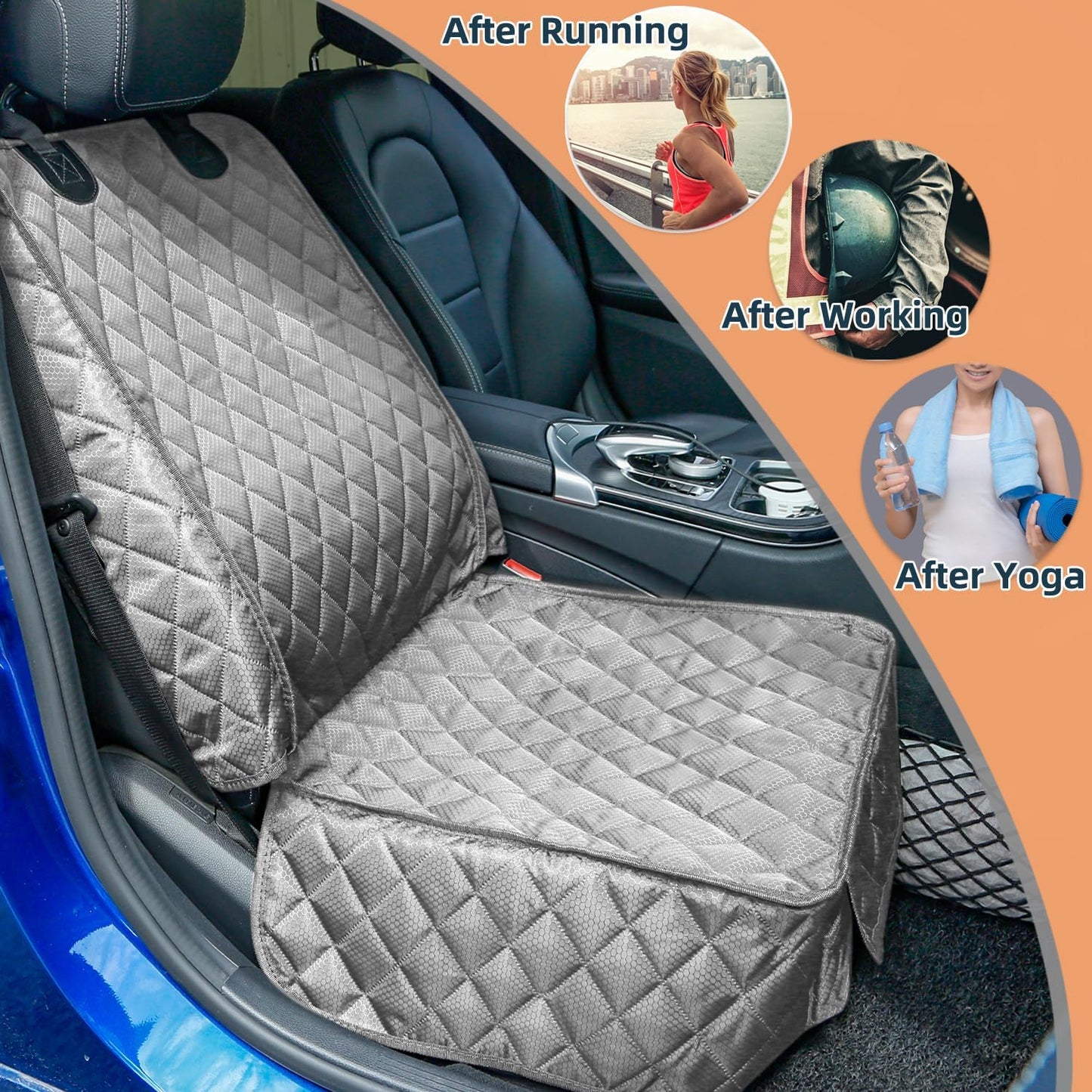 PETICON Waterproof Front Seat Car Cover, Full Protection Dog Car Seat Cover with Side Flaps, Nonslip Scratchproof Front Seat Cover Fits for Cars, Trucks, SUVs, Jeep