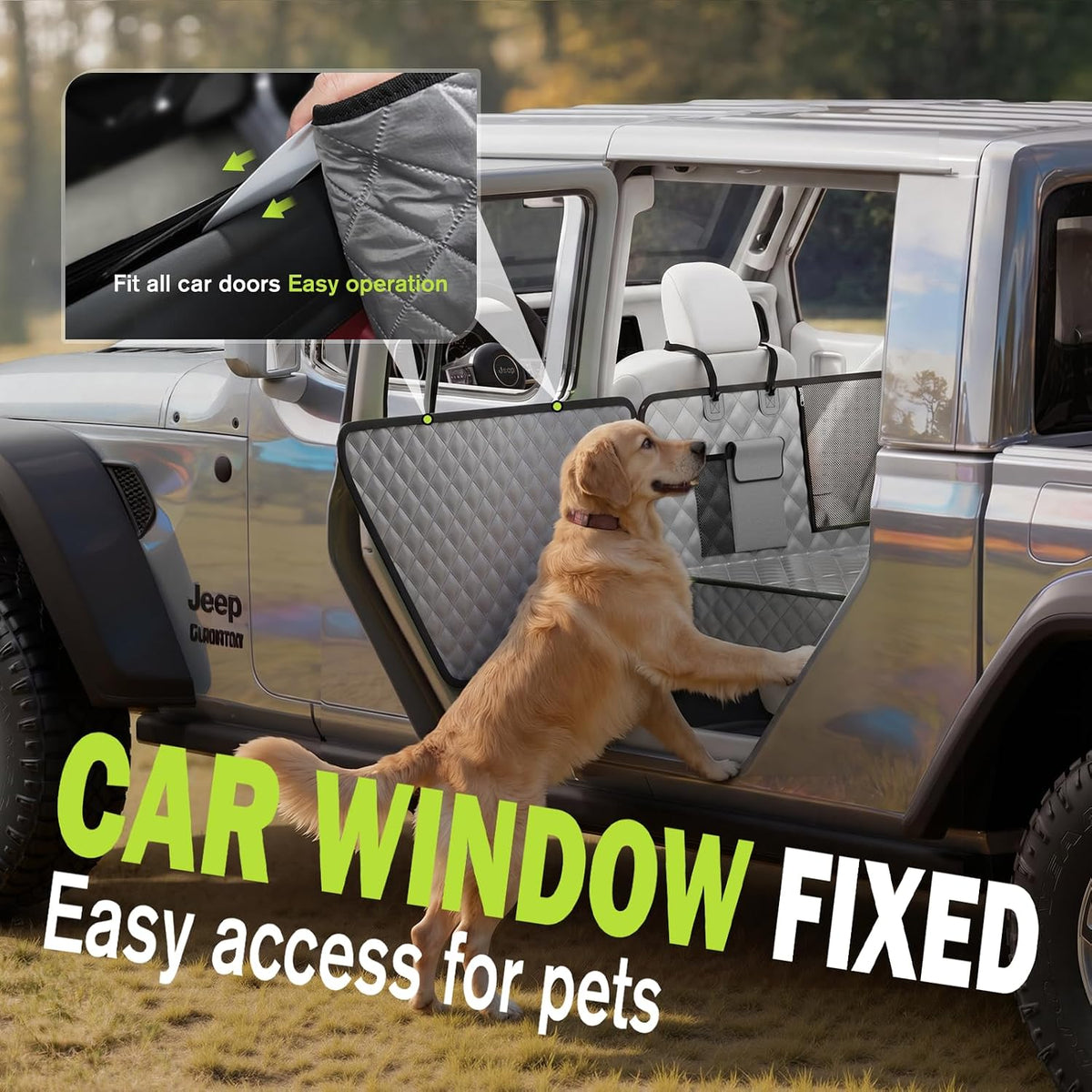 Dog Car Seat Cover for Back Seat, Waterproof Leather Fabric Back Seat Extender for dogs 52.4 * 24.4in, Foldable in The Car, Hard PVC Panels Bottom Support to 330 lbs, for Cars/Mid-Size SUV/Small Truck