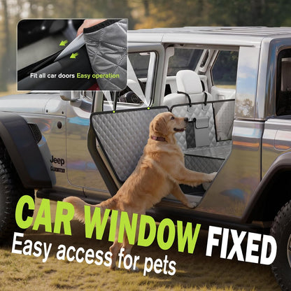 Dog Car Seat Cover for Back Seat, Waterproof Leather Fabric Back Seat Extender for dogs 52.4 * 24.4in, Foldable in The Car, Hard PVC Panels Bottom Support to 330 lbs, for Cars/Mid-Size SUV/Small Truck
