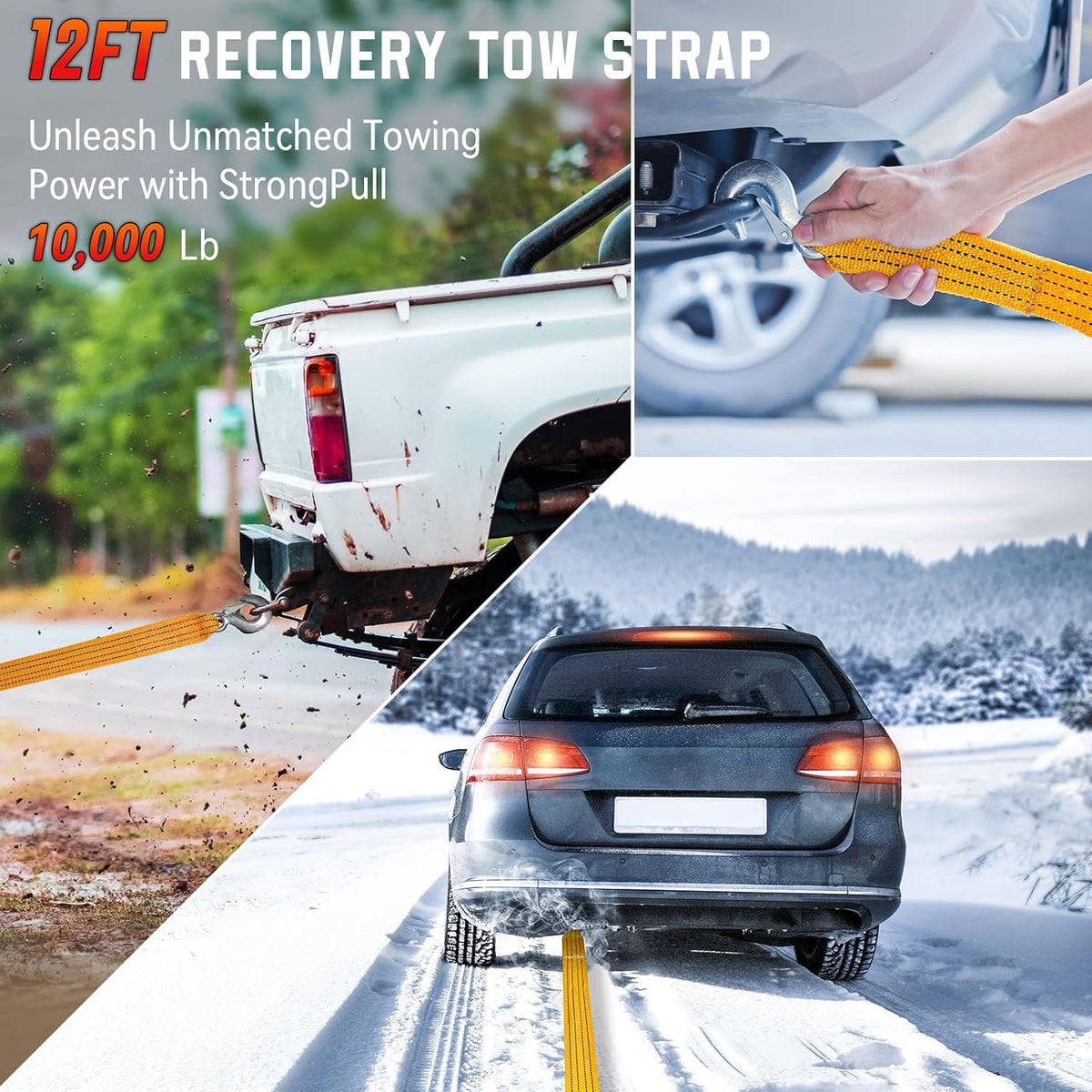 Roadside Car Emergency Kit, Winter Car Safety Kit with 10FT Jumper Cables, Tow Strap, Tool Kit, Reflective Warning Triangle, Road Trip Essentials, for New Drivers, Teens
