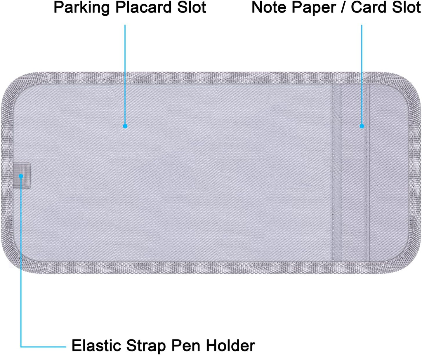 Handicap Placard Holder for Auto, Wisdompro Disabled Parking Permit Sign Protector for Car Sun Visor with Note Paper Slot, Pen Holder and Elastic Strap - Black