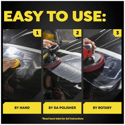 Meguiar’s Mirror Glaze M105 Ultra-Cut Compound, Car Rubbing Compound for Removing Scratches and Heavy Swirls While Adding Shine, Safe and Effective on All Glossy Car Paint and Clear Coats, 8 oz