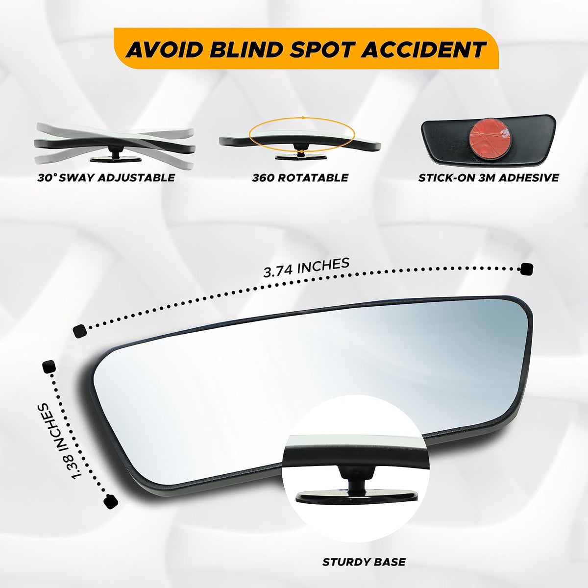 EcoNour Blind Spot Car Mirror (2 Pack) | Wide Angle for 3x Larger View | Universal Car Rear View Mirror with Rain Guard | Side Blind Spot with Adjustable Stick for Cars, SUVs, and Trucks