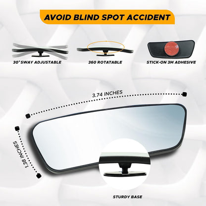 EcoNour Blind Spot Car Mirror (2 Pack) | Wide Angle for 3x Larger View | Universal Car Rear View Mirror with Rain Guard | Side Blind Spot with Adjustable Stick for Cars, SUVs, and Trucks