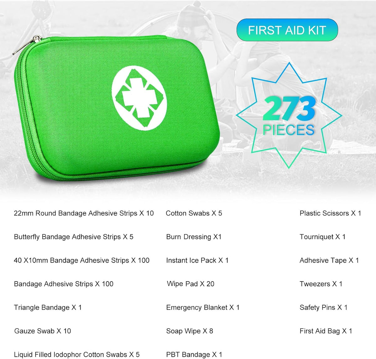 Car First Aid Kits 275Pcs Survival Gear Home Travel Size Small Emergency Kit Tactical Hiking EVA Camping Essentials Backpack Sports Office Boat Urgent Accident