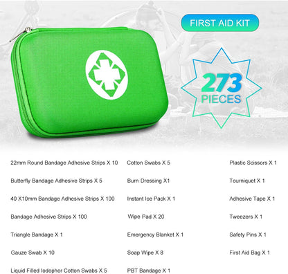 Car First Aid Kits 275Pcs Survival Gear Home Travel Size Small Emergency Kit Tactical Hiking EVA Camping Essentials Backpack Sports Office Boat Urgent Accident