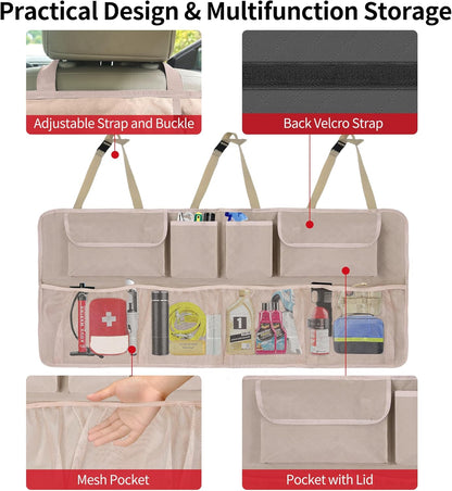 Car Trunk Organizer and Storage, Large Capacity Backseat Hanging Storage Accessories, Backseat Car Organizer for SUV/MPV/Truck (Black)