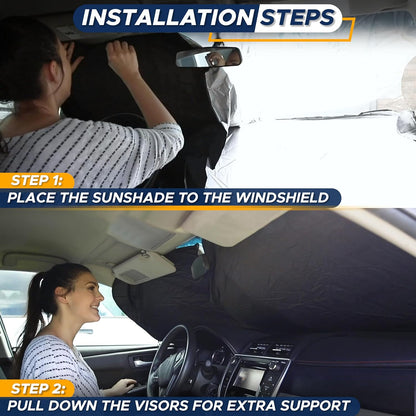 EcoNour Car Windshield Sun Shade | 2025 Upgraded Innovative No-Light-Pass Technology for Maximum Coverage | Foldable Sun Shade Keeps Your Vehicle Cool | Must-Have Car Accessories | Small (59" x 29") - Colors A