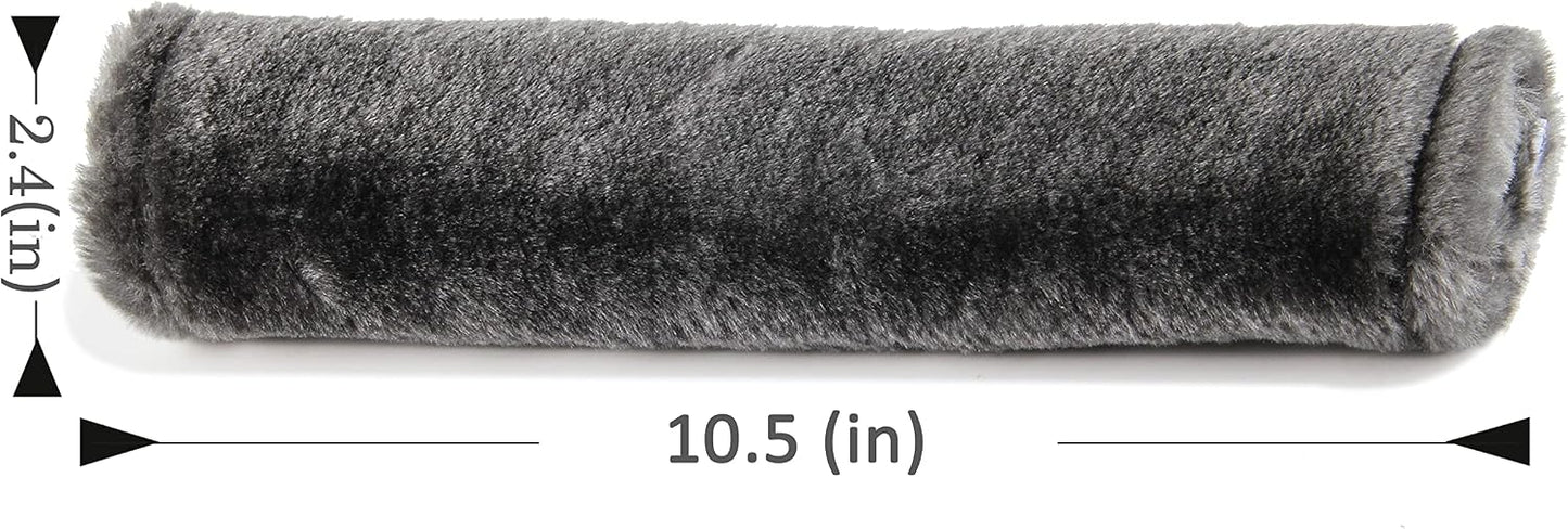 Amooca Soft Faux Fur Universal Fit Seatbelt Cover Car Truck SUV Airplane Seat Belt Shoulder Pad for Carmera Backpack Straps Neck Cushion Protector 2 Pack 10.5in Dark Gray