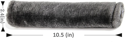 Amooca Soft Faux Fur Universal Fit Seatbelt Cover Car Truck SUV Airplane Seat Belt Shoulder Pad for Carmera Backpack Straps Neck Cushion Protector 2 Pack 10.5in Dark Gray