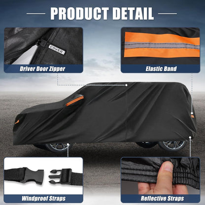 X AUTOHAUX Car Cover for Honda Civic Sedan/Coupe 210D-PU Outdoor Full Car Cover All Weather with Door Zipper for Waterproof Windproof Sun Rain Snow Protection