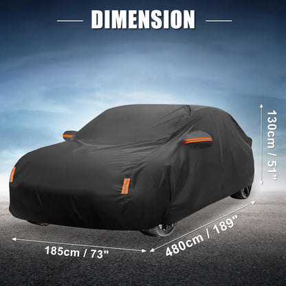 X AUTOHAUX Car Cover for Honda Civic Sedan/Coupe 210D-PU Outdoor Full Car Cover All Weather with Door Zipper for Waterproof Windproof Sun Rain Snow Protection