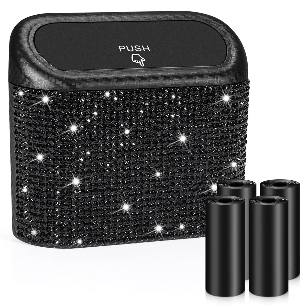 Accmor Car Trash Can with Lid, Leakproof Vehicle Garbage Organizer Holder Bin with 60 Pcs Trash Bags, Mini Auto Dustbin Interior Accessories Storage Container for SUV, Office, Home