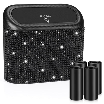Accmor Car Trash Can with Lid, Leakproof Vehicle Garbage Organizer Holder Bin with 60 Pcs Trash Bags, Mini Auto Dustbin Interior Accessories Storage Container for SUV, Office, Home