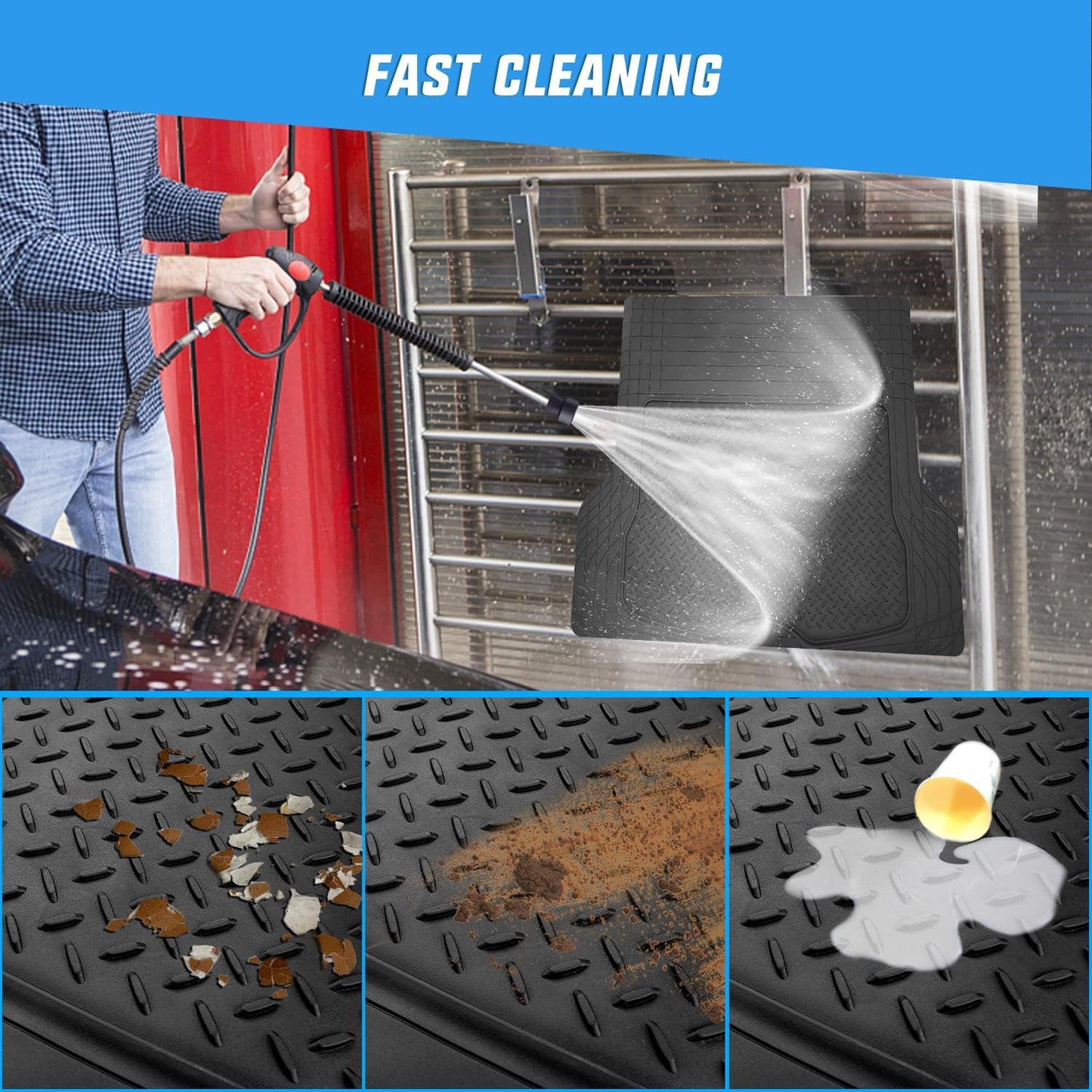 Nilight Rubber Cargo Mats for Cars Trucks SUVs,Universal Trim to fit for Most Vehicles,All Weather Protection Heavy Duty Cargo Liners