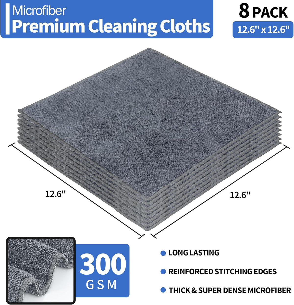 Microfiber Cleaning Cloth, 100 Pack Cleaning Rags Microfiber Towel Bulk Absorbent Lint-Free Wash Cloths, All-Purpose Shop Towels for Cars, Automotive, Garage, Home & Kitchen 11.5"*11.5"