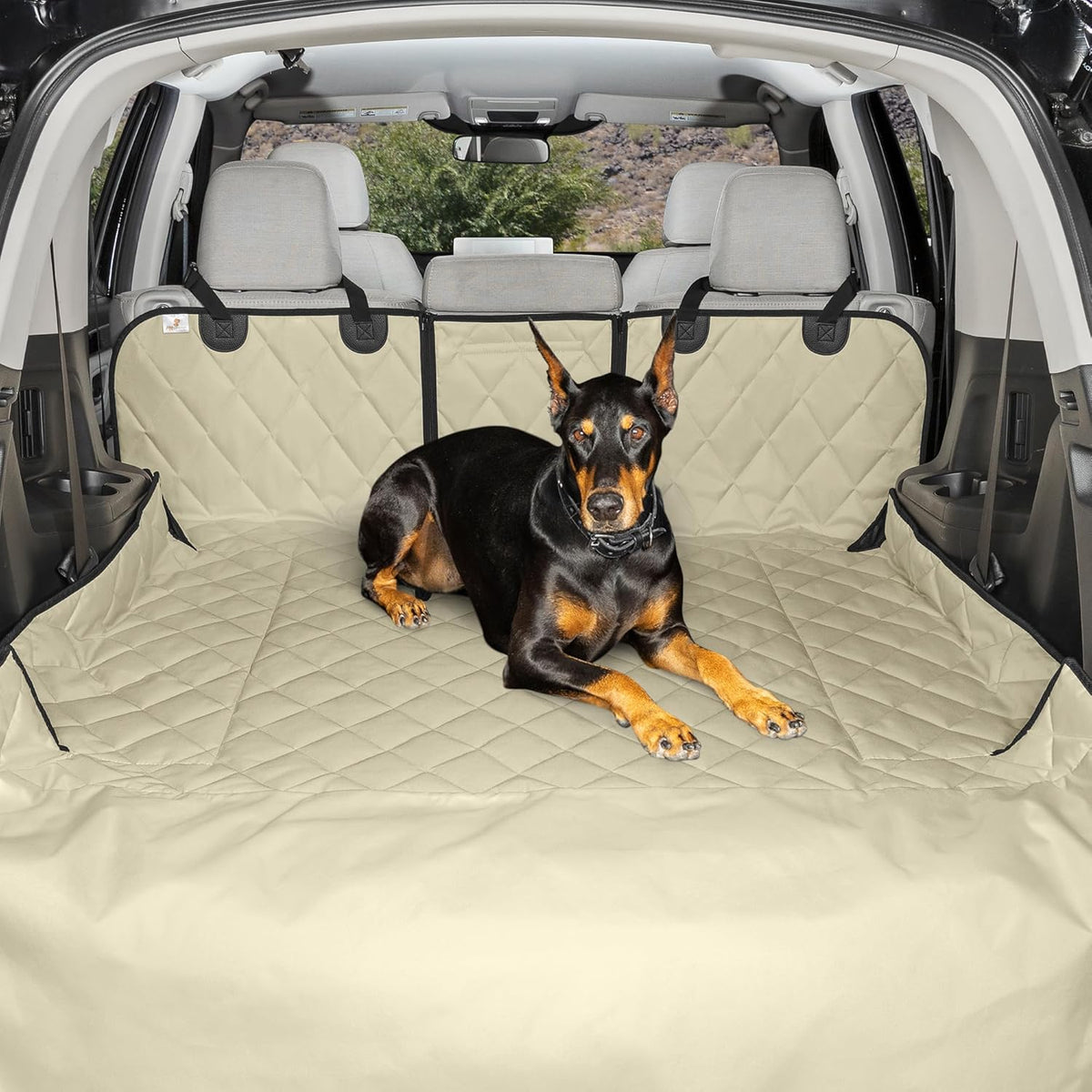 4Knines Split Cargo Liner for SUV – For Dogs & Pets, Heavy-Duty, Waterproof Trunk Mat & Cargo Cover – Fits 60/40 Split Bench & Armrest Pass-Through – Machine Washable, Non-Slip, Durable (Large, Black)