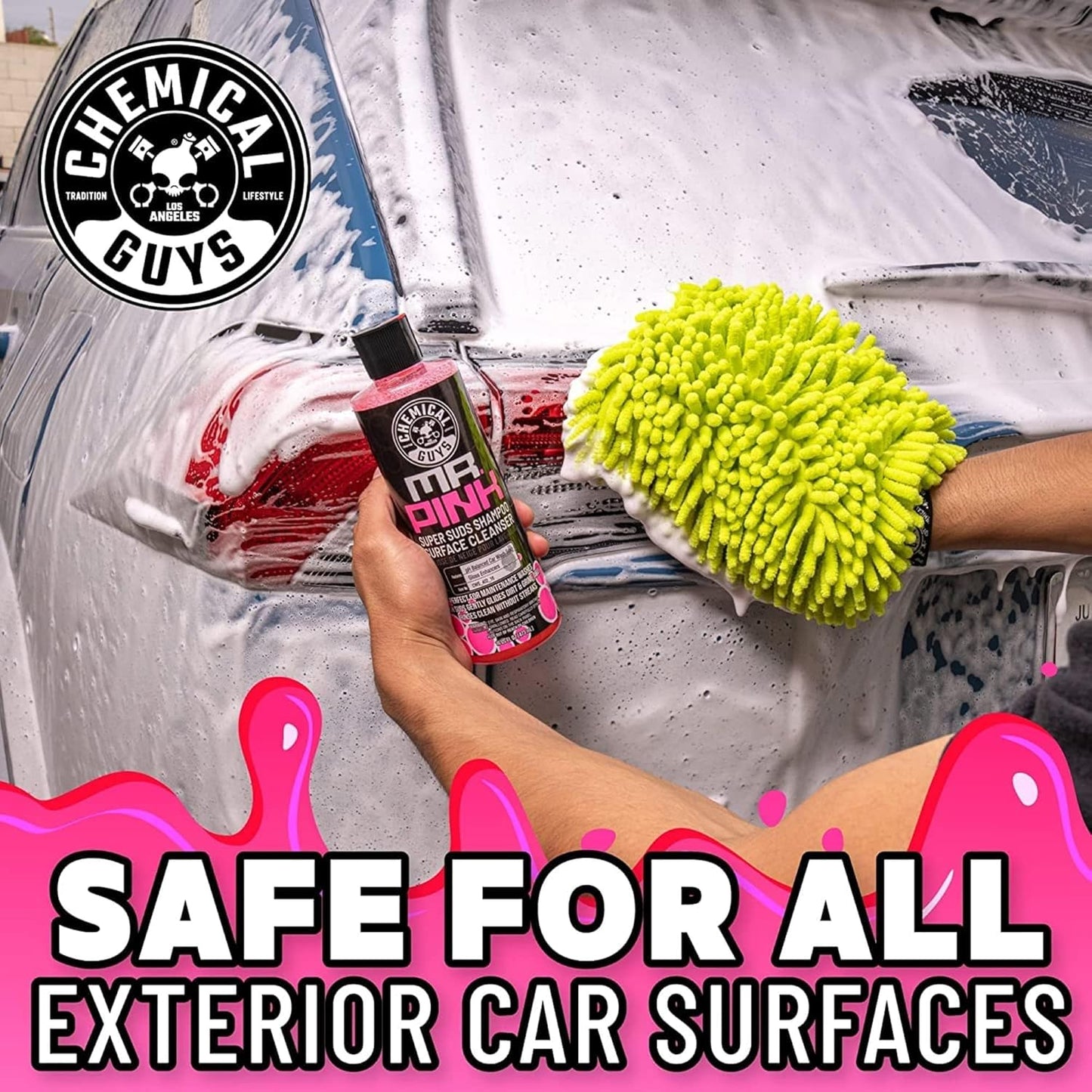 Chemical Guys Mr. Pink Car Wash Soap - 16 oz Super Suds Foaming Car Wash Soap for Cannon, Blaster, or Bucket Washing - pH Balanced, Safe on Wax, Sealant, Ceramic, and Clear Coat Finishes