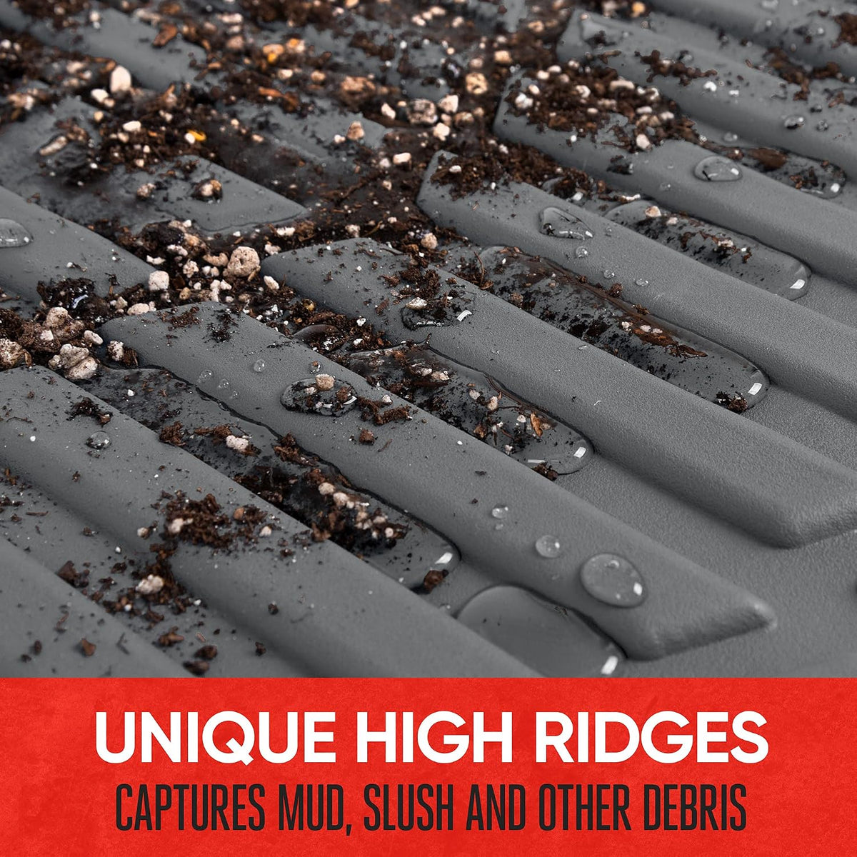 Motor Trend FlexTough 4-Piece Heavy Duty Floor Mats for Cars Trucks SUVs, Automotive Floor Mats Car Mats Full Set Front, Rear & Cargo, Trim-To-Fit Semi-Custom Deep Dish All Weather Rubber Mats - Black