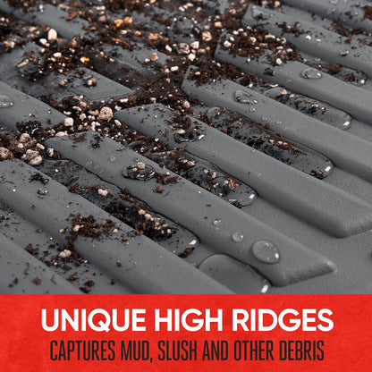 Motor Trend FlexTough 4-Piece Heavy Duty Floor Mats for Cars Trucks SUVs, Automotive Floor Mats Car Mats Full Set Front, Rear & Cargo, Trim-To-Fit Semi-Custom Deep Dish All Weather Rubber Mats - Black