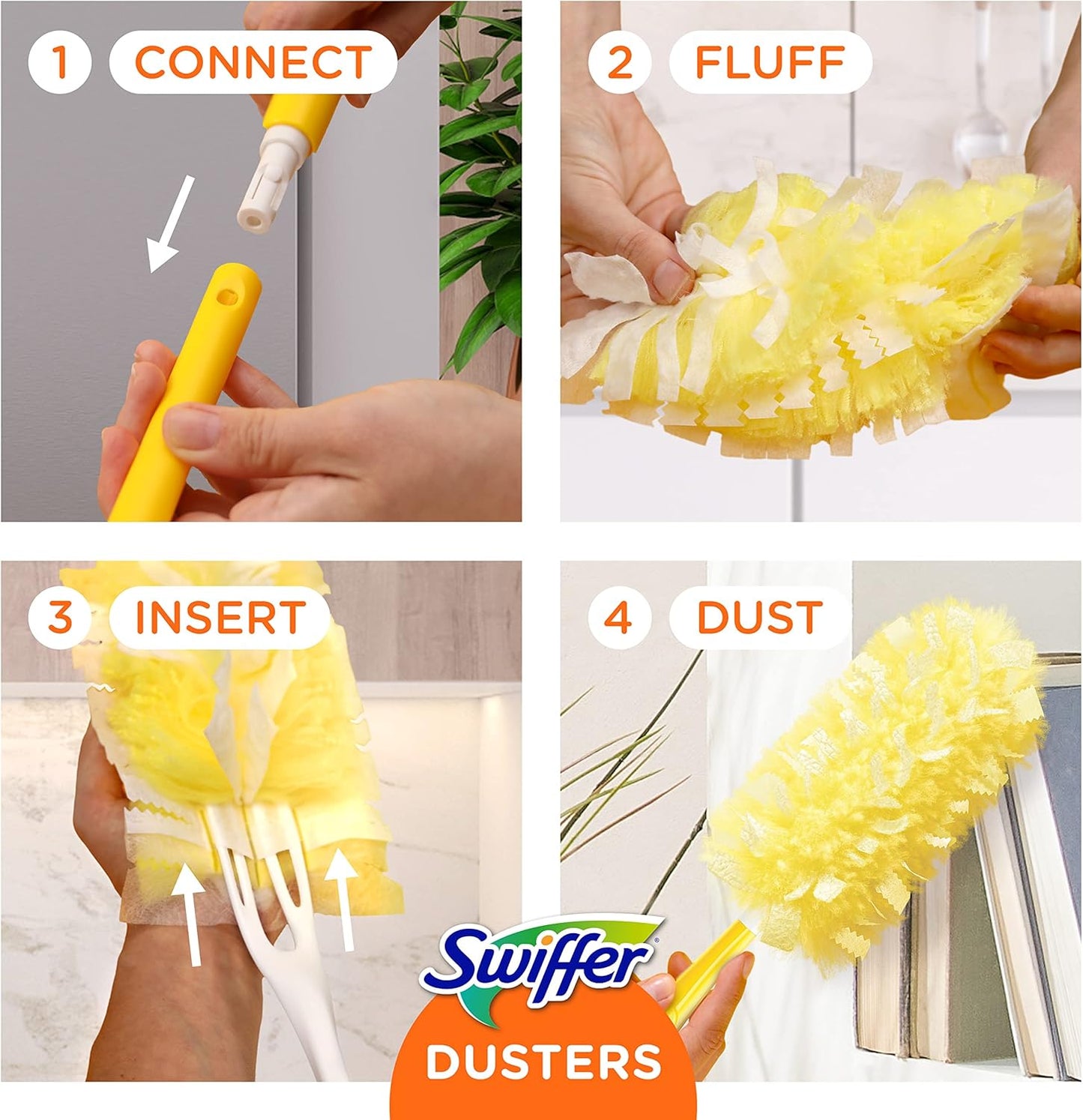 Swiffer Duster Kit with 3 ft Extendable Handle, Heavy Duty Dusting Starter Kit with 3 Refills, for Ceiling Fans, Vents and Hard to Reach Places