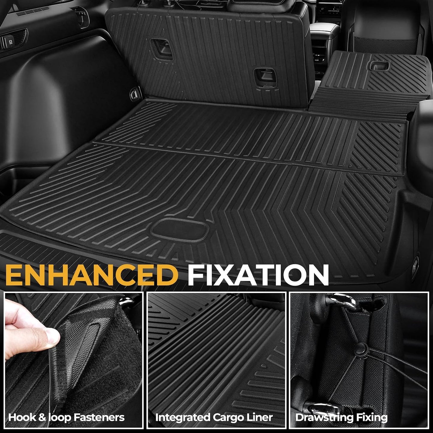 Floor Mats for Jeep Cherokee 2019-2023, All Weather Floor Mats Trunk Cargo Liner with Backrest Protectors and Door Sill Guards Accessories, Full Coverage Set