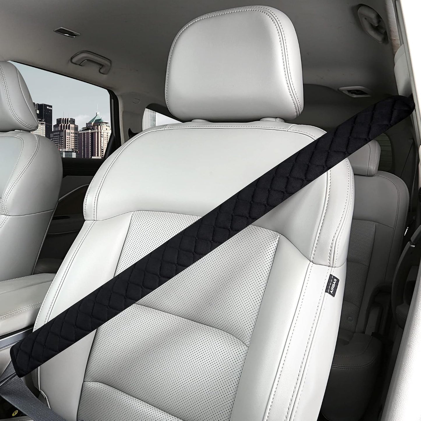 HighnessHwoo Extra Long Seatbelt Covers for Adults Kids Women & Men, Soft Car Seat Belt Strap Cushion for Sedan, SUV, Trucks, Shoulder Neck Chest Protector Pads, Auto Accessories, 1pc, Gray, 25.5in