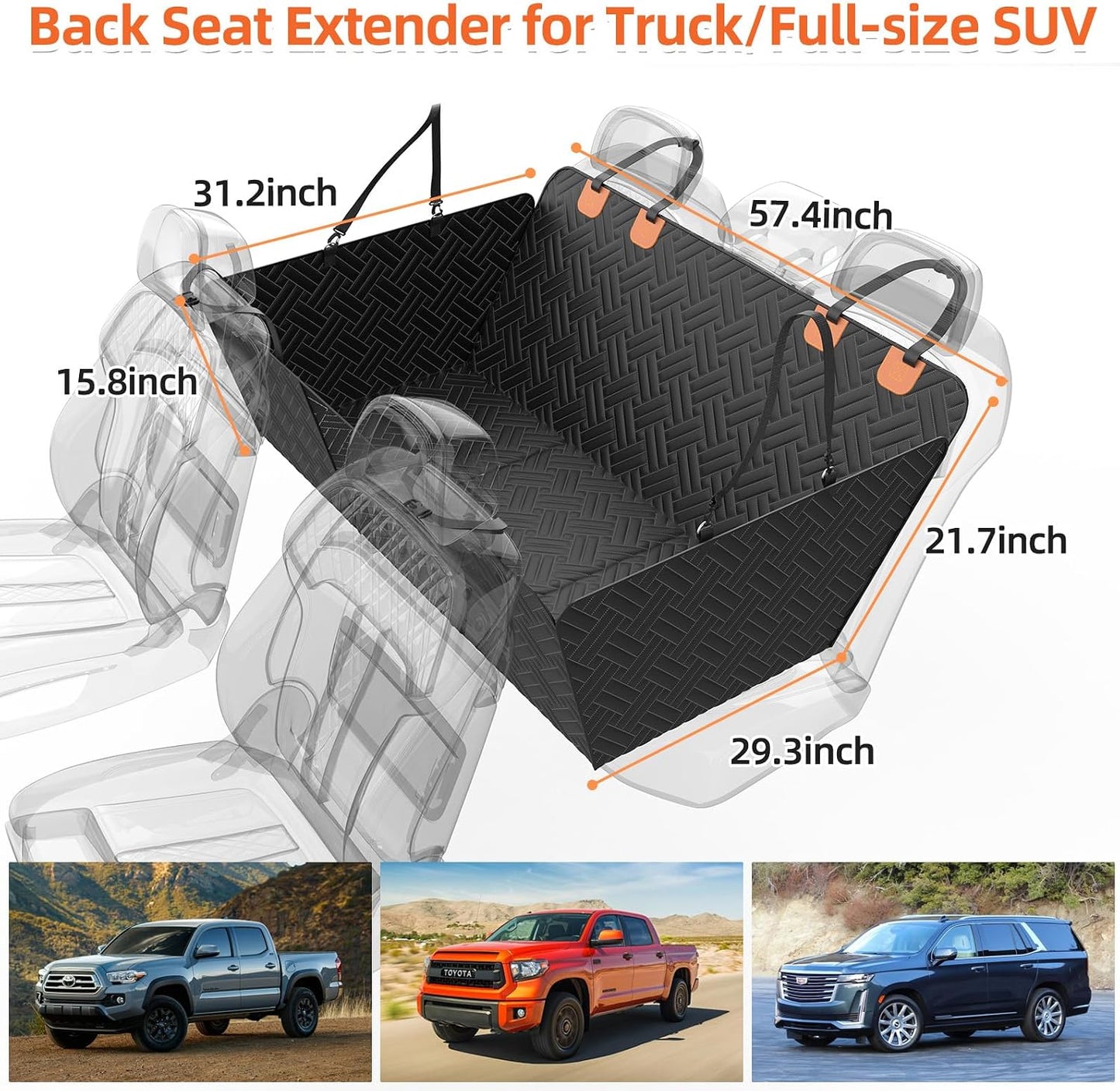 Back Seat Extender for Dogs,Hard Bottom Car Seat Cover for Dogs with Mesh Window,Waterproof Backseat Pet Cover Hard Bottom-Dog Car Seat Cover for Back Seat Dog Hammock for Car/SUV