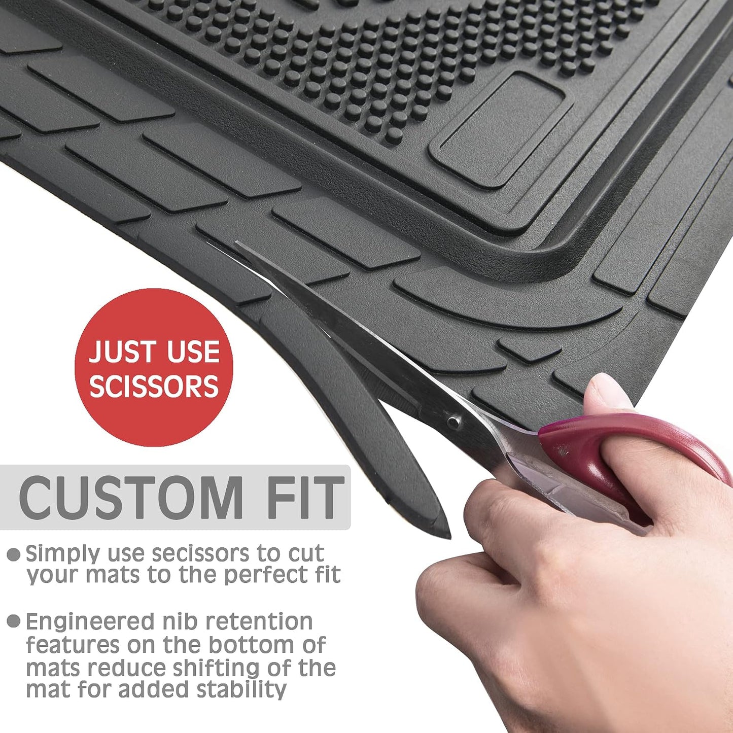 CAR PASS Heavy Duty Rubber Floor Mats 4-Piece,Pink Car Mats Full Sets Anti-Slip,Waterproof Universal Trim-to-Fit for Car SUV Truck, Durable All Weather Automotive Car Mats for Women,Girly(All Pink)