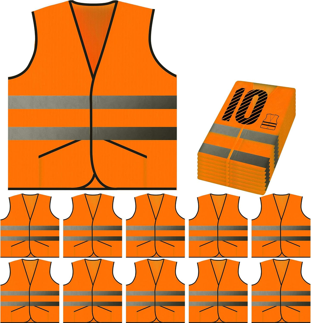 PeerBasics Pocket Safety Vest Bulk Pack Reflective High Visibility Men Women
