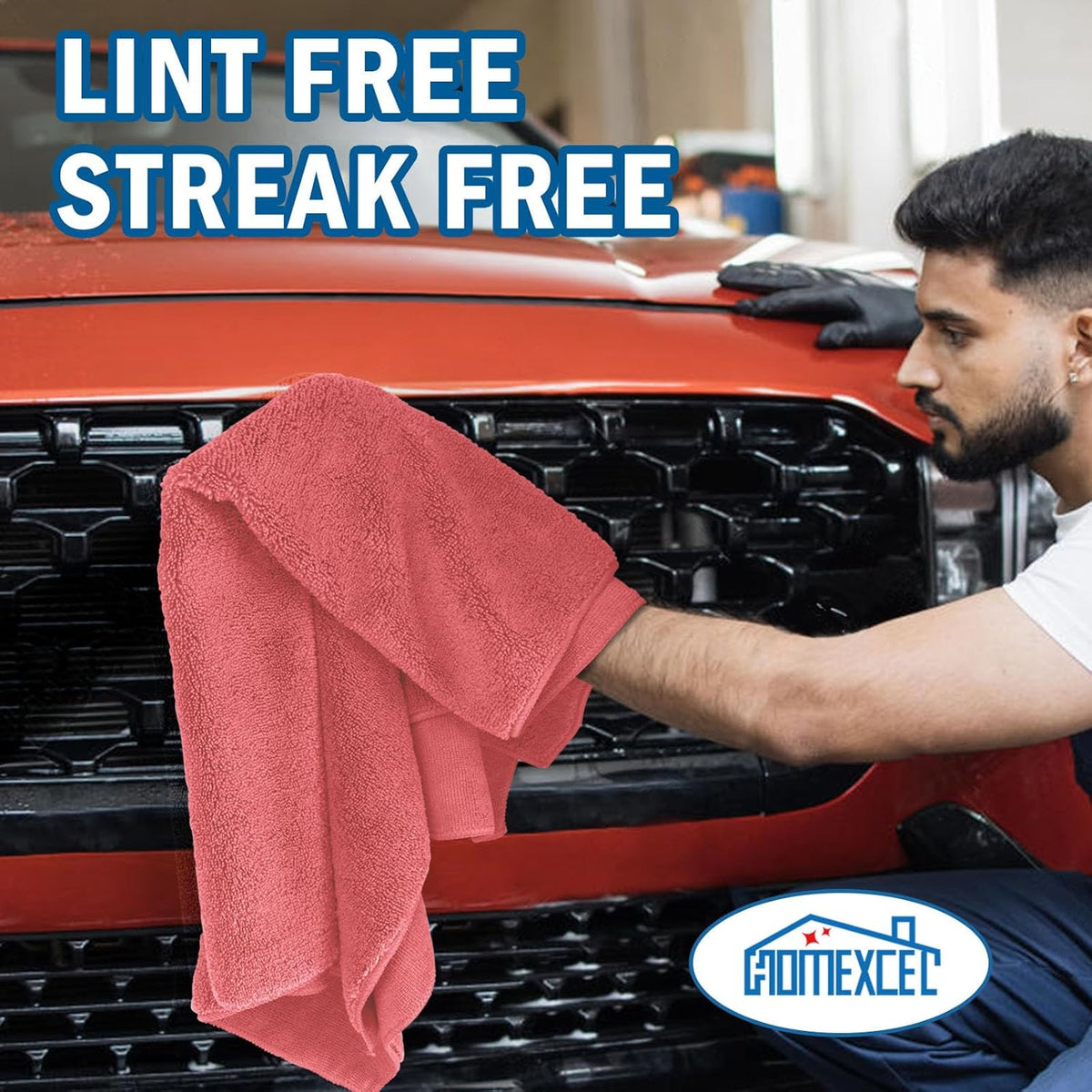 HOMEXCEL Professional Large Microfiber Car Drying Towels 2 Pack, Lint Free, Scratch Free, Highly Absorbent Drying Towel for Cars, SUVs, RVs, Trucks, and Boats,31" x 24",Grey