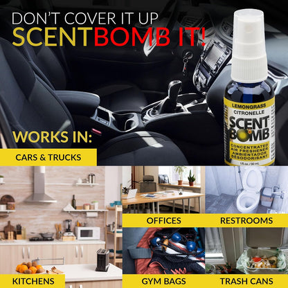 Scent Bomb Air Freshener Spray, Long-Lasting Odor Eliminator - Effective Deodorizer for Home & Car, Fresh Room Spray for Kitchen, Bathroom & Smell Neutralizer - 1 oz Pack of 4, Black Cherry Scent
