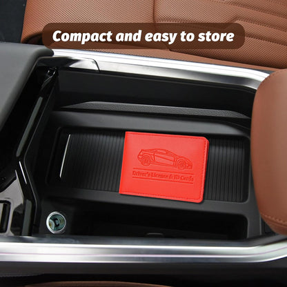 Car Registration and Insurance Holder, Leather Vehicle Document Card Glove Box Organizer, Essential Small Auto Driver License Case, Universal Automotive Interior Accessories(Black)