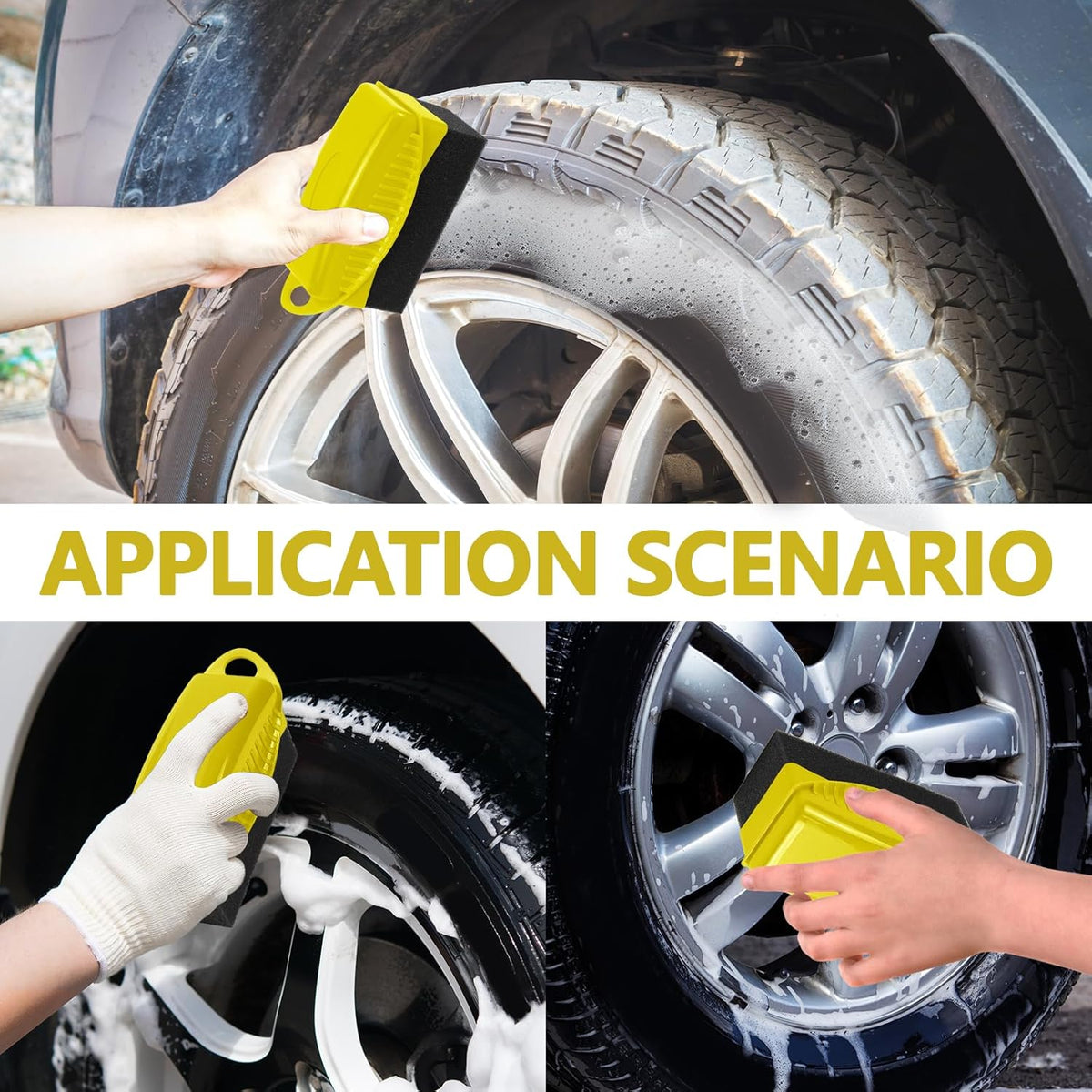 2PCS Tire Dressing Applicator, Car Tire Applicator Dressing Shine Sponge, Reusable Tire Dressing Applicator Pads with Lid, Wheel Applicator Foam for Car Detailing Cleaning (Gray)