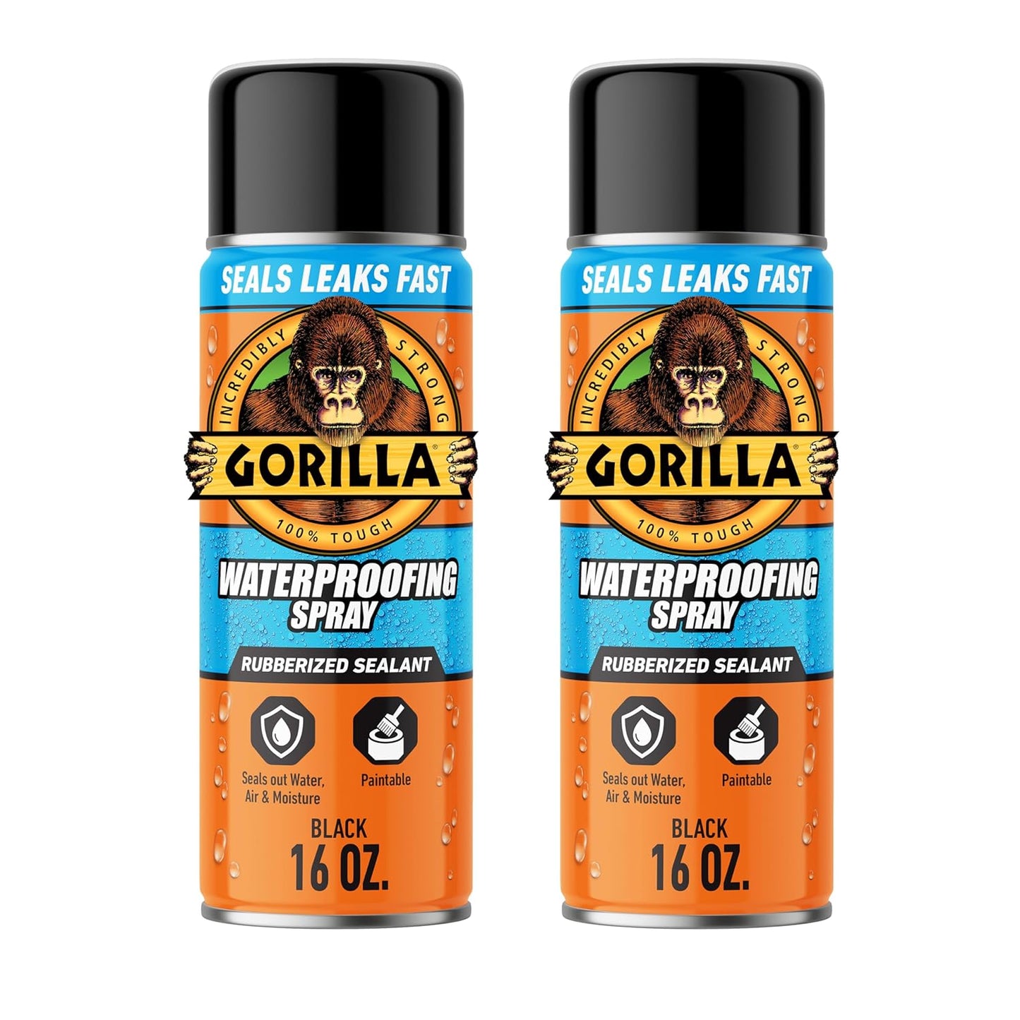 Gorilla Waterproofing Spray Clear, Flexible Rubberized Sealant Coating, Paintable UV Resistant, Seals Water Air Moisture, 14 oz (Pack of 1), for Roofs Gutters Skylights RVs Windows & More