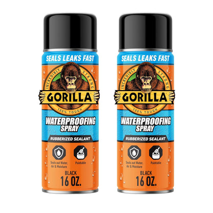 Gorilla Waterproofing Spray Clear, Flexible Rubberized Sealant Coating, Paintable UV Resistant, Seals Water Air Moisture, 14 oz (Pack of 1), for Roofs Gutters Skylights RVs Windows & More
