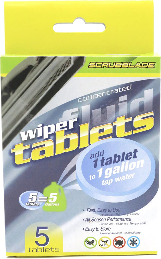 Scrubblade Windshield Wiper Fluid Tablets, Instant Car Windshield Cleaner, Window Glass Cleaner, 5-Pack
