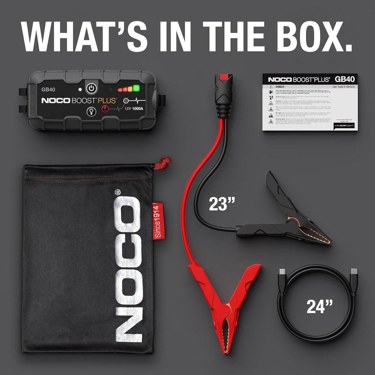 NOCO Boost GB40 12V 1000A UltraSafe Portable Lithium Jump Starter | Spark-Proof + Reverse Polarity Protection - Power Bank - 100-Lumen LED Flashlight - For 6.0L Gas and 3.0L Diesel Engines