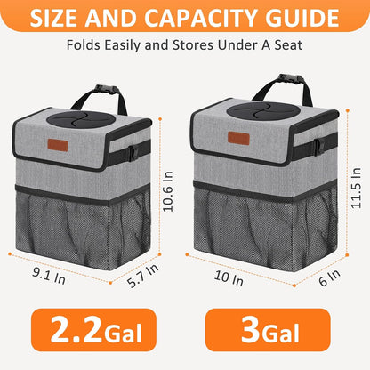 Vankor Car Trash Can Bin with Lid Hanging for Back Seat, Car Accessories for Women Men Leak Proof Automotive Garbage Cans Leakproof Vehicle Trash Can for Truck SUV Black