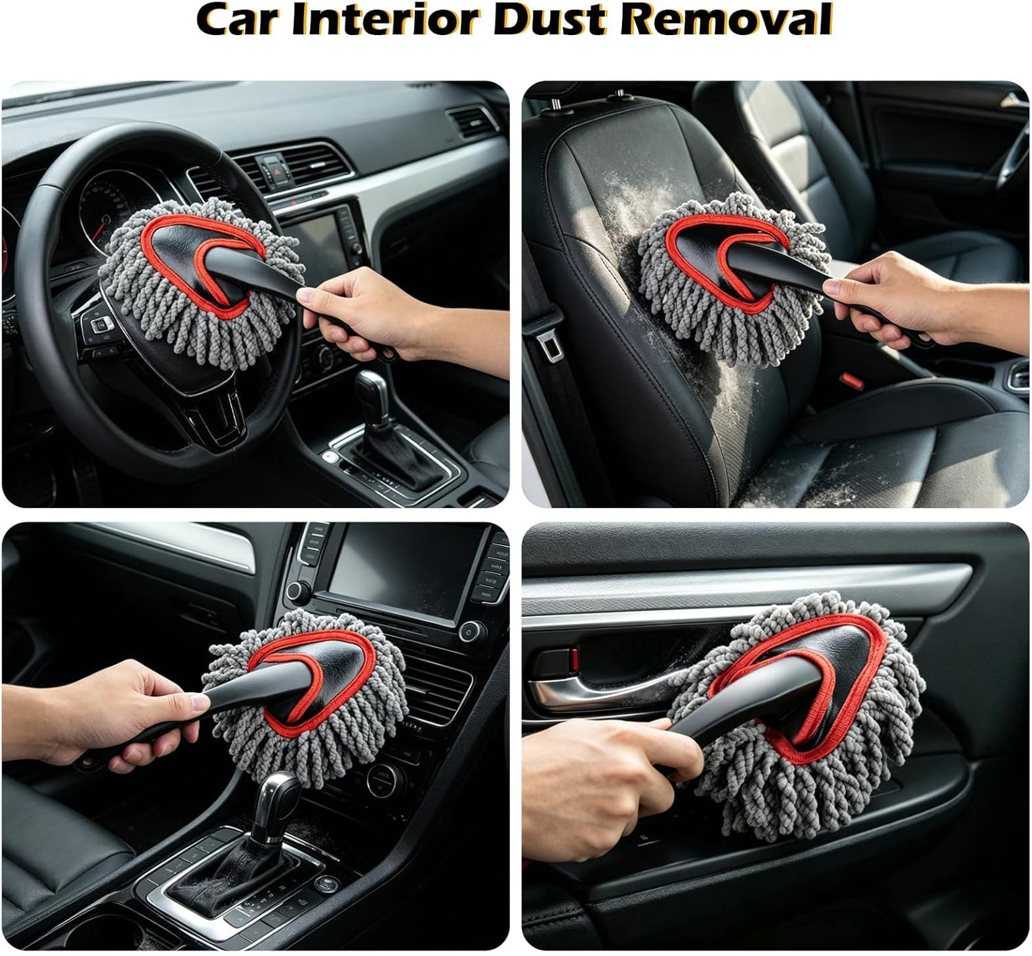 Car Duster Exterior Scratch Free,Microfiber Car Duster with Extendable Handle, with 3PCS Detailing Brush, Exterior Interior Multipurpose for SUV,Truck,RV