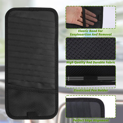CD Visor Holder for Car, Large Capacity CD & DVD Visor Case, Vehicle Visor Storage Organizer with 12 Disc Sleeves, 1 Mesh Pocket 1 Pen Holder and & Elastic Band (Black)