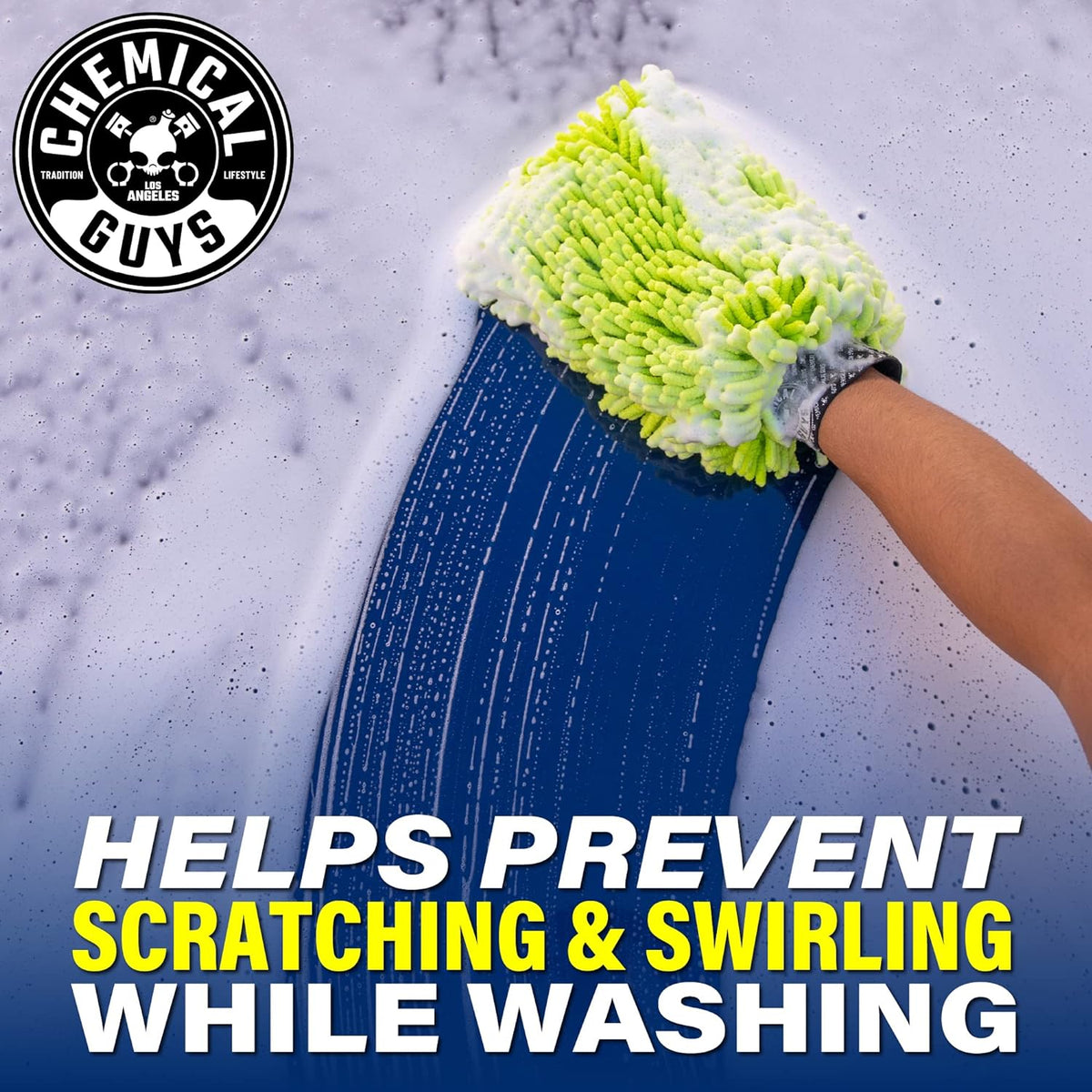 Chemical Guys Chenille Premium Scratch-Free Microfiber Wash Mitt for Car Washing - 2 Pack, Lime Green, Ultra-Soft Car Wash Gloves, Swirl-Free Finish, Safe for Trucks, SUVs, Motorcycles, and More