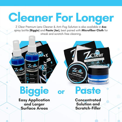 Z Clear 6oz Lens Cleaner Spray for Glasses + Microfiber Cloth | Cleans So Deep Lenses Stay Fog-Free 1-3 Days | Eyeglasses, Goggles, Mirrors, Windshields | Anti-Static, Streak-Free | USA