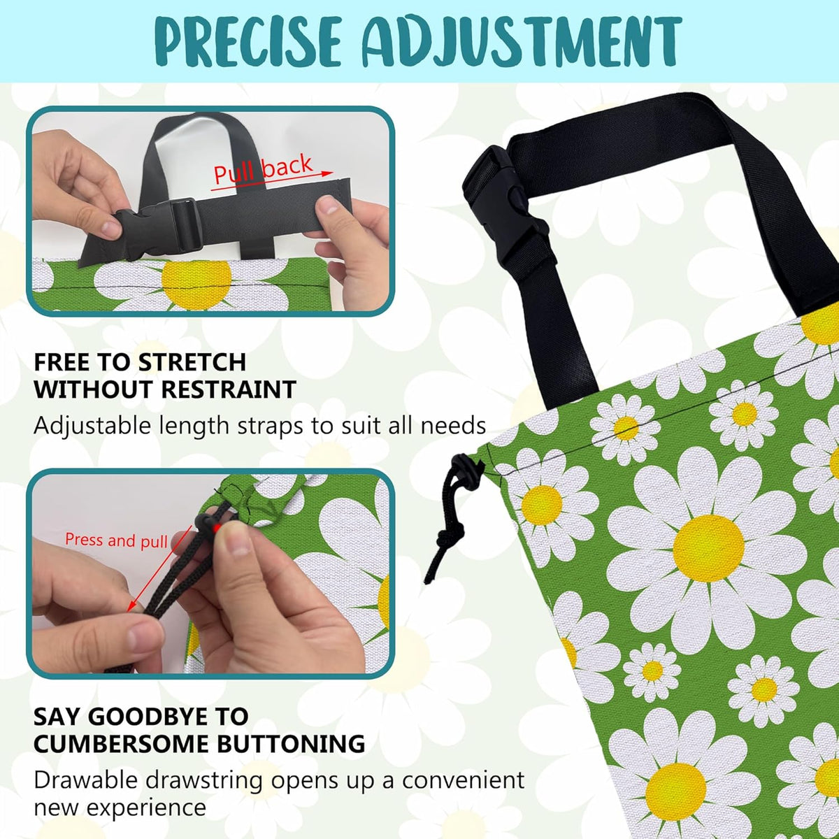 Car Garbage Bag Colorful Floral Spring Daisy Drawstring Car Trash Bag Hanging for Back Seat with Adjustable Buckle Canvas Vehicle Trash Can Easy-to-Install