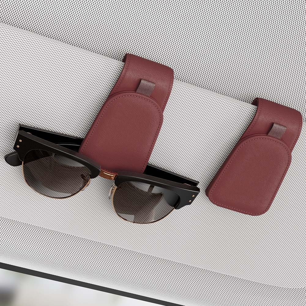 Sotfamily Sunglass Holder for Car Visor, Suede Cloth Magnetic Sunglass Organizer for Car Accessories, 2 Packs, Black